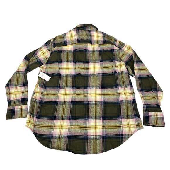 Old Navy Boyfriend Shirt Women Small Multi Plaid Flannel Long Sleeve Button Down - Picture 3 of 15